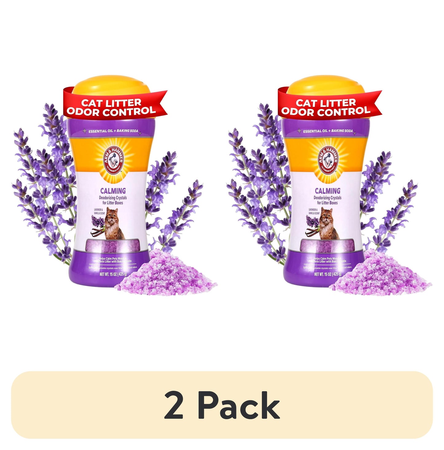 Cat Litter Deodorizing Crystals - Lavender & Vanilla Scent, 15 Oz (Set of 2)