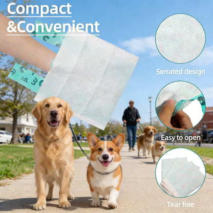 Premium Double-Layer Dog Waste Bags with Integrated Paper Towels, Value Pack of 50, Durable and Eco-Friendly, Guaranteed Leak-Proof for Walking, Travel, and Home Use