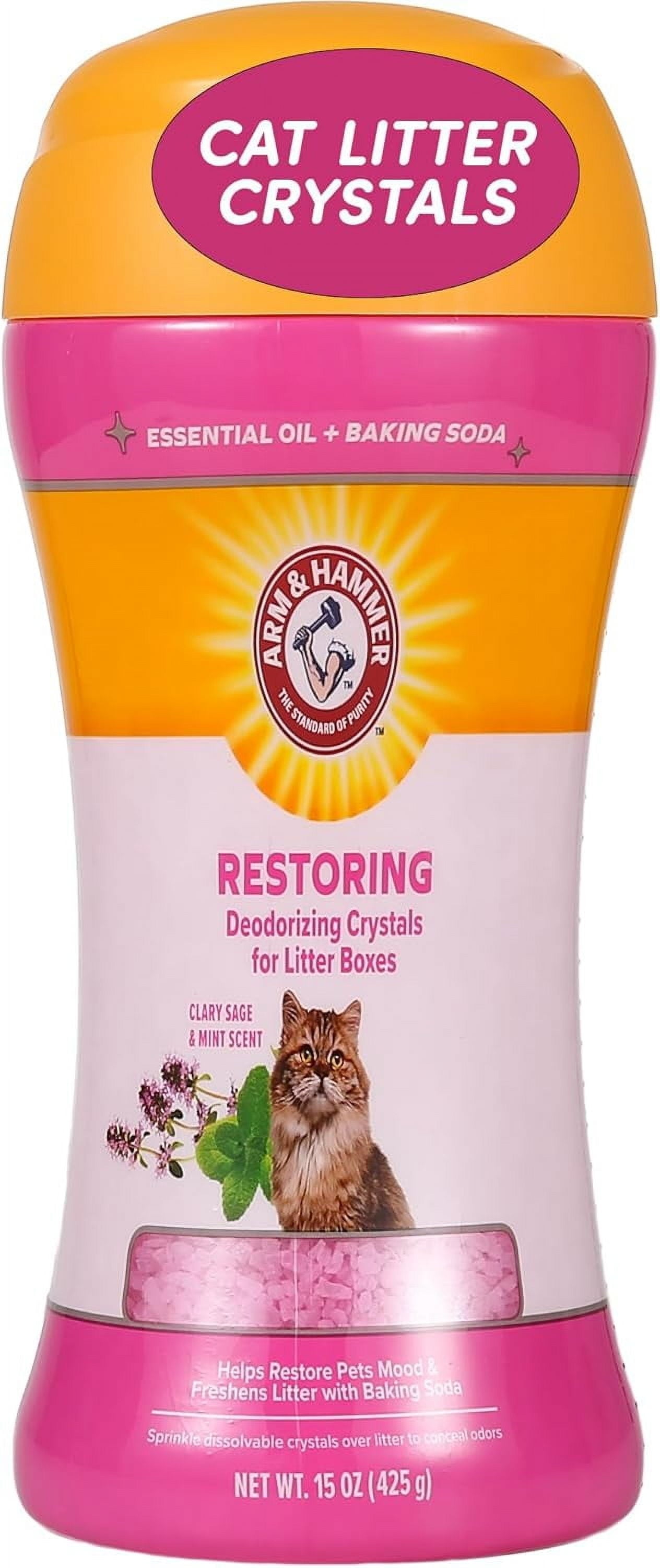 Deodorizing Cat Litter Crystals (2 Pack) - Clary Sage & Mint Scent, 15 Oz