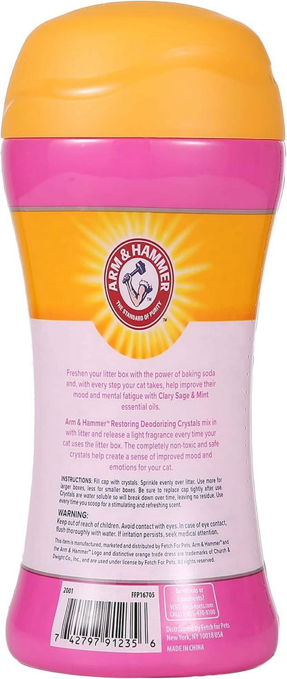 Deodorizing Cat Litter Crystals (2 Pack) - Clary Sage & Mint Scent, 15 Oz