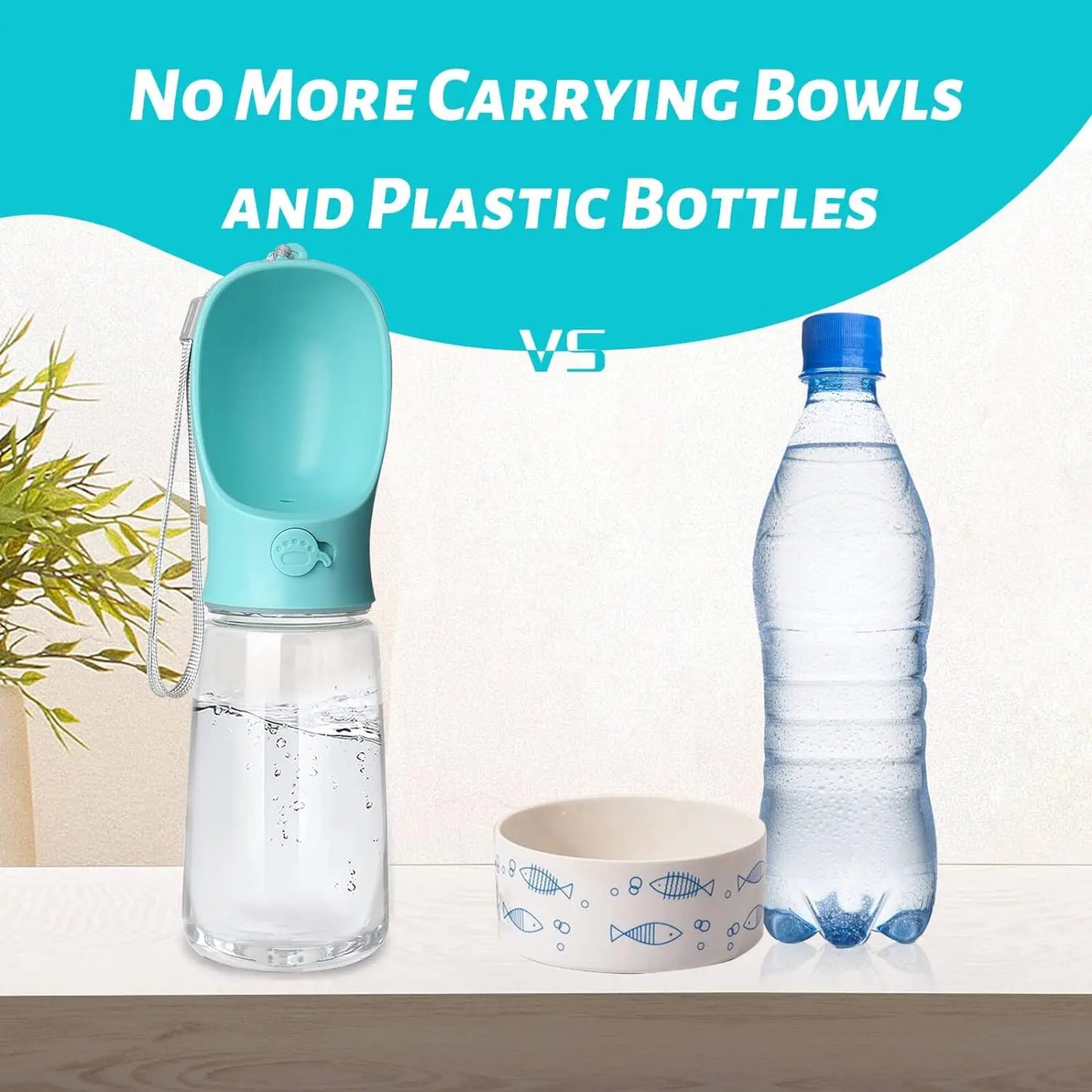 Portable Leak-Proof Dog Water Bottle - 19 Oz Blue Dispenser