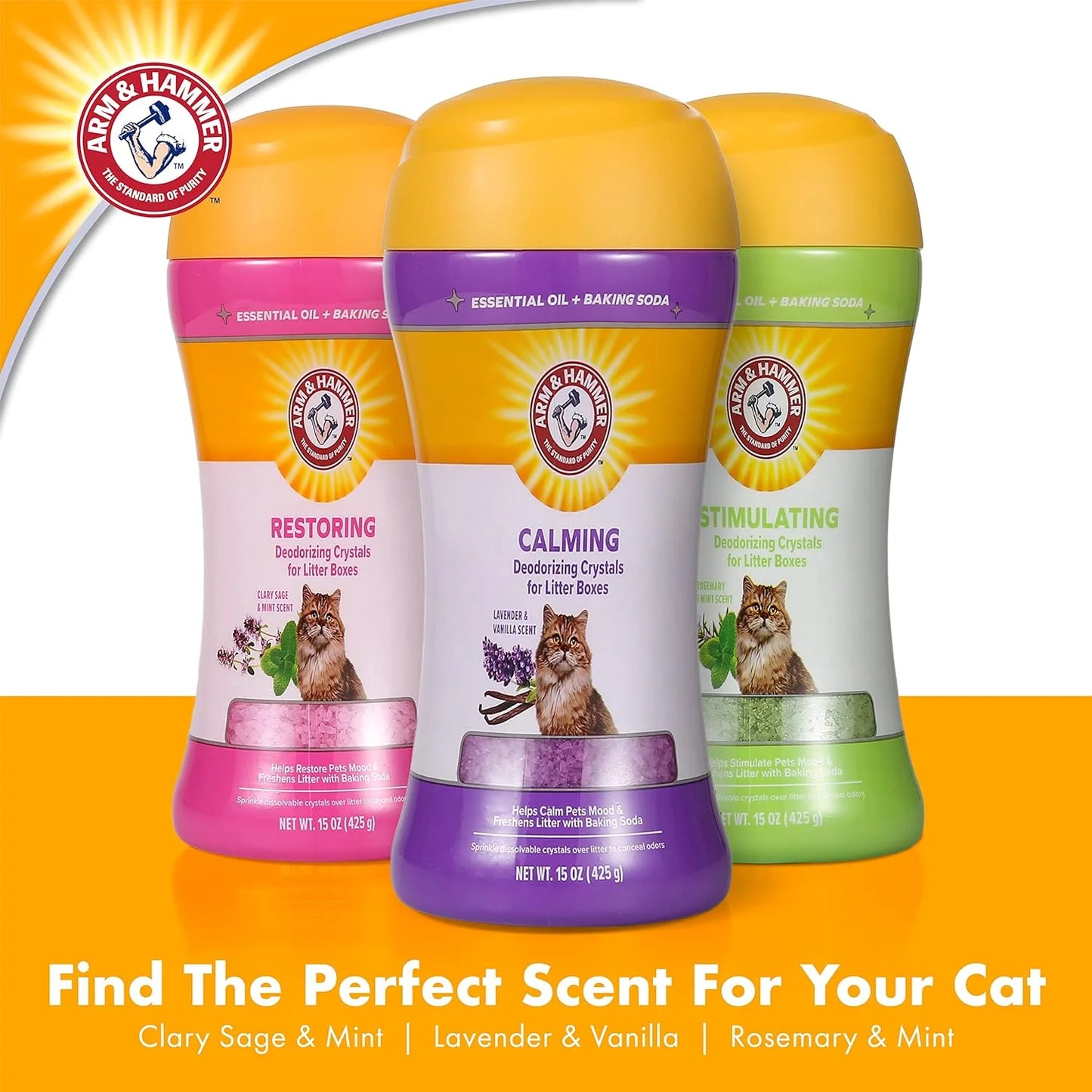Cat Litter Deodorizing Crystals - Lavender & Vanilla Scent, 15 Oz (Set of 2)