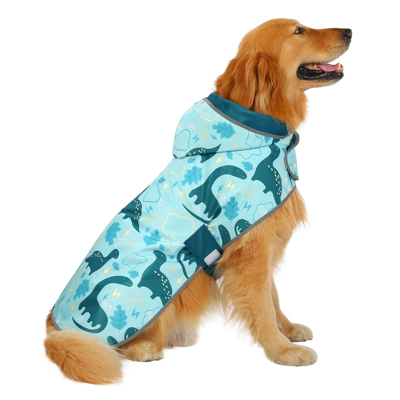 Reversible Hooded Dog Raincoat Poncho Jacket for Small, Medium, and Large Dogs - Dinosaur Design