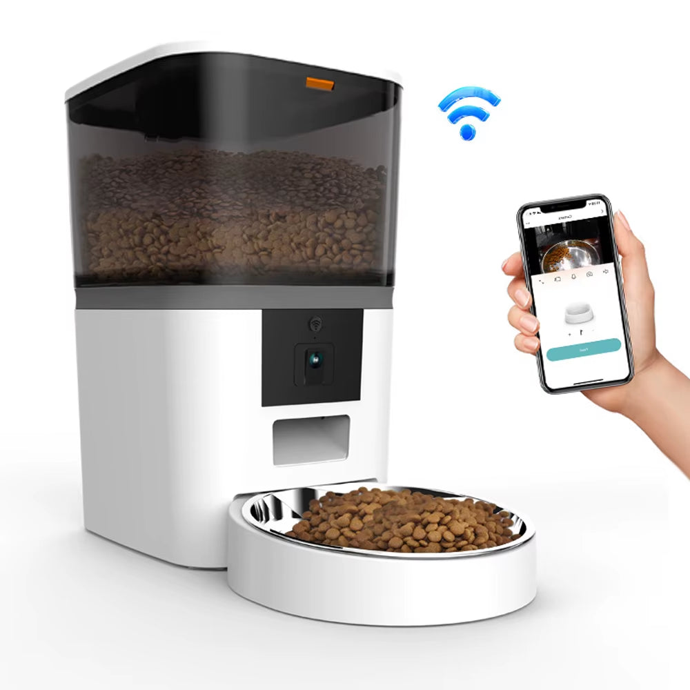 Large Capacity 4L Smart Pet Feeder with Camera - Automatic Food Dispenser with Timed Feeding and APP Remote Control