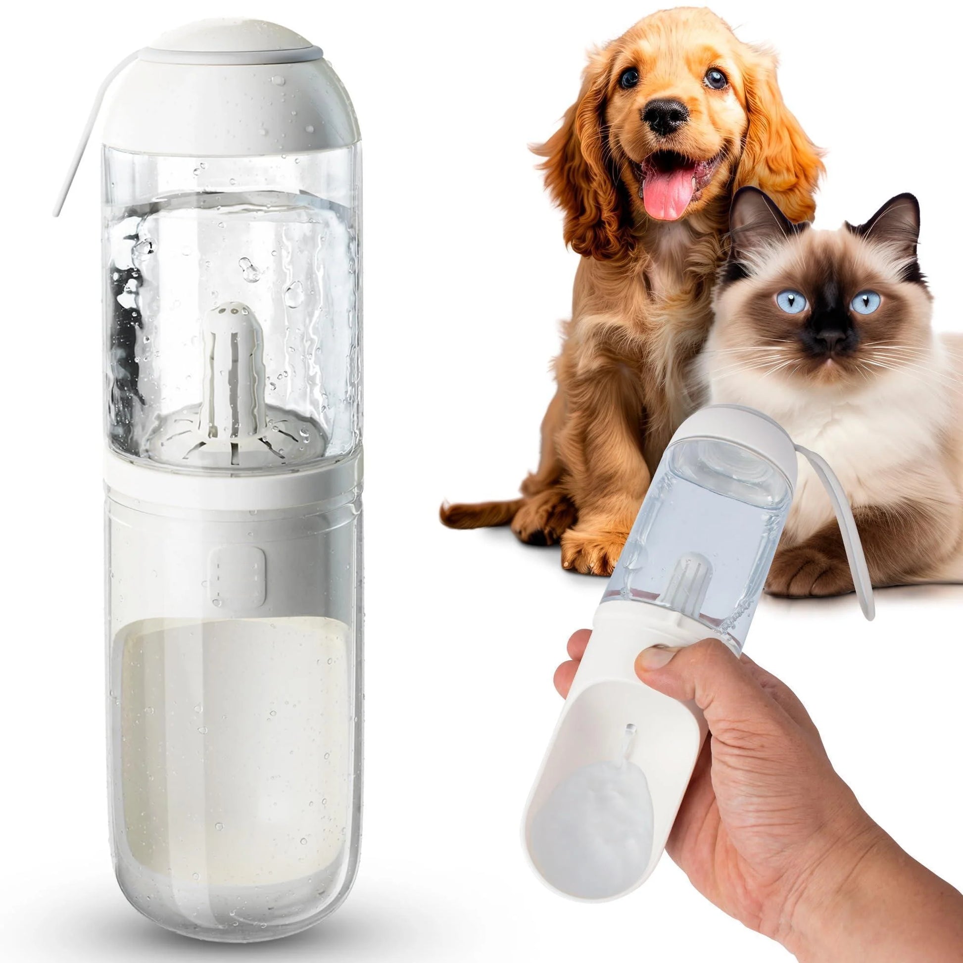Portable Dog Water Bottle Dispenser - 12 Oz Travel Water Bottle for Pets with Silicone Strap and Cotton Filter, Dimensions 11.8 x 7.9 x 9.2 Inches
