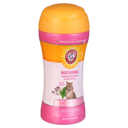 Deodorizing Cat Litter Crystals (2 Pack) - Clary Sage & Mint Scent, 15 Oz