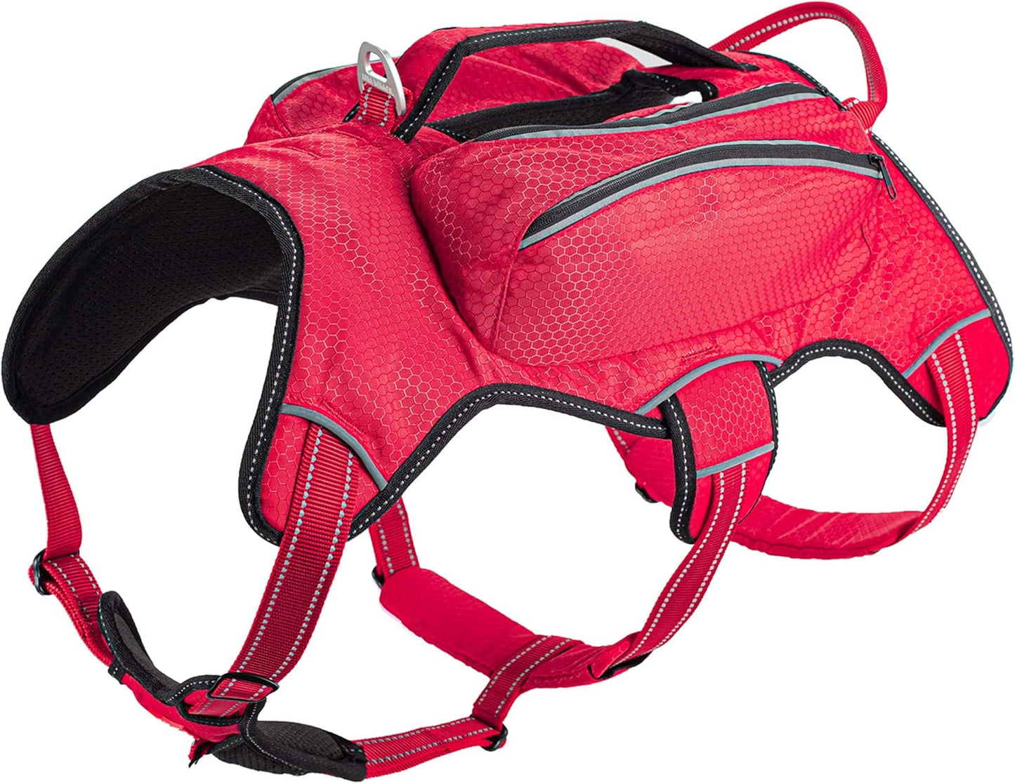 Escape-Proof Dog Harness with Four Pockets, Waterproof Backpack, Full Body Lift Handle, 5-Point Adjustable Fit, 3M Reflective Safety Features, Ideal for Hiking and Day Trips