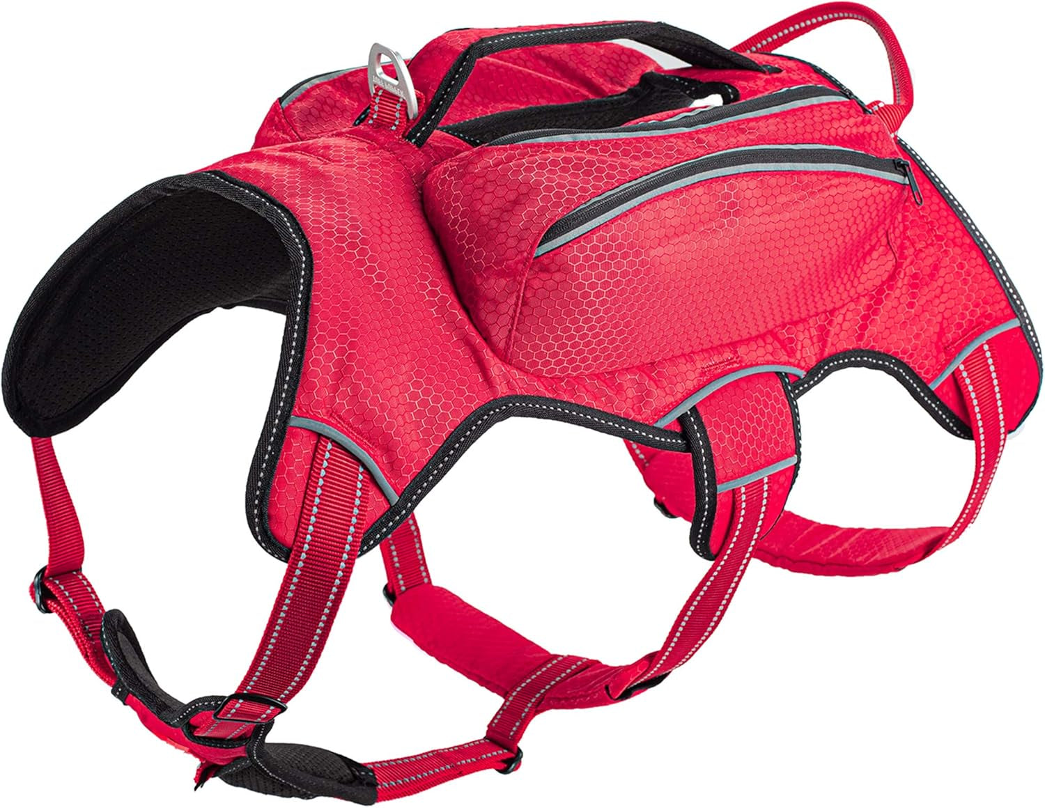 Escape-Proof Dog Harness with Four Pockets, Waterproof Backpack, Full Body Lift Handle, 5-Point Adjustable Fit, 3M Reflective Safety Features, Ideal for Hiking and Day Trips