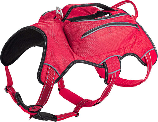 Escape-Proof Dog Harness with Four Pockets, Waterproof Backpack, Full Body Lift Handle, 5-Point Adjustable Fit, 3M Reflective Safety Features, Ideal for Hiking and Day Trips