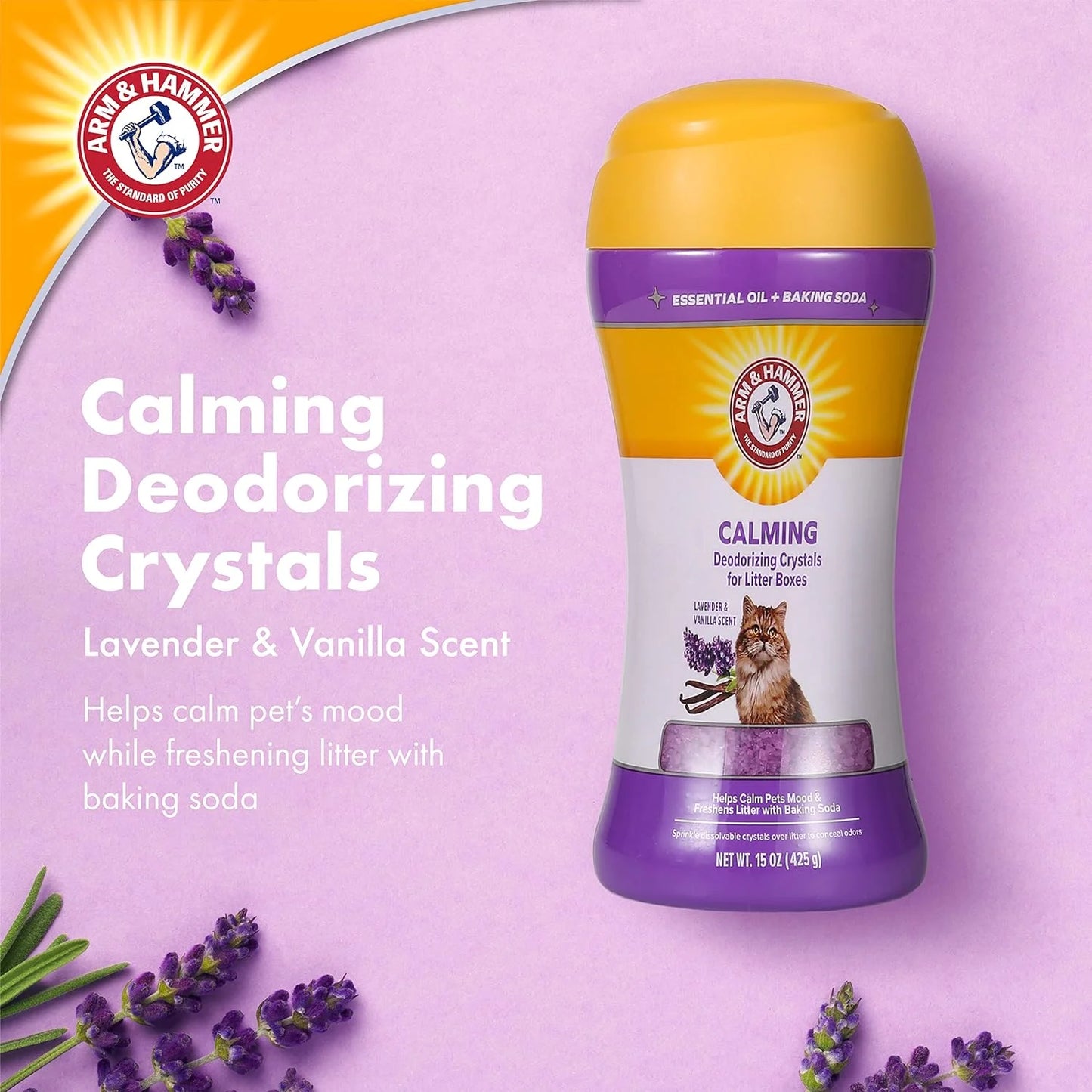 Cat Litter Deodorizing Crystals - Lavender & Vanilla Scent, 15 Oz (Set of 2)