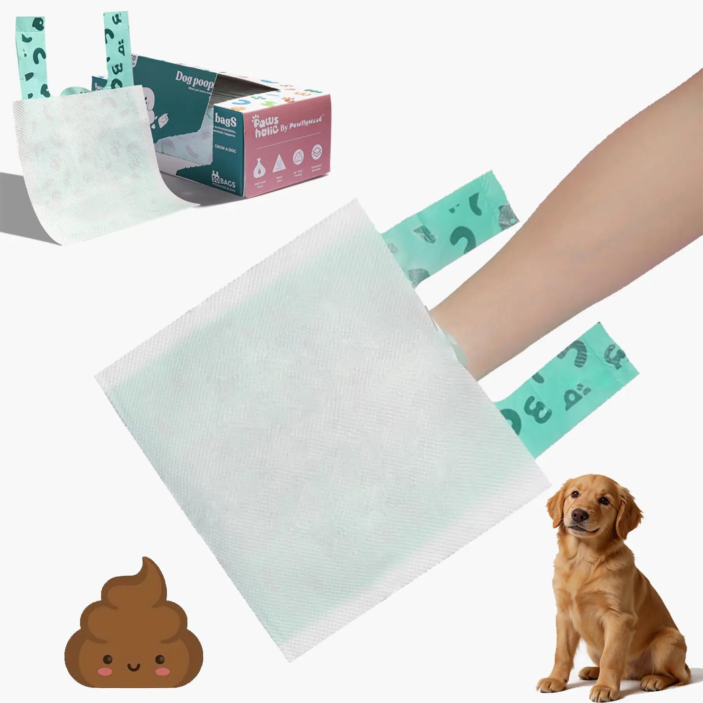Premium Double-Layer Dog Waste Bags with Integrated Paper Towels, Value Pack of 50, Durable and Eco-Friendly, Guaranteed Leak-Proof for Walking, Travel, and Home Use