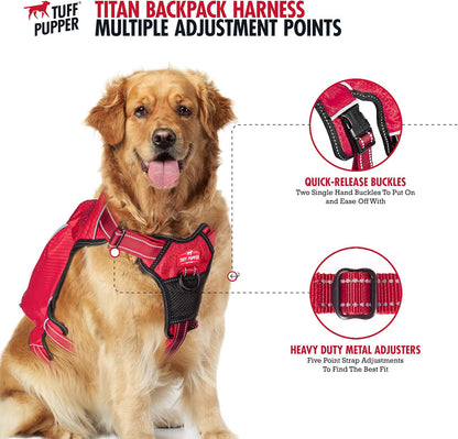 Escape-Proof Dog Harness with Four Pockets, Waterproof Backpack, Full Body Lift Handle, 5-Point Adjustable Fit, 3M Reflective Safety Features, Ideal for Hiking and Day Trips