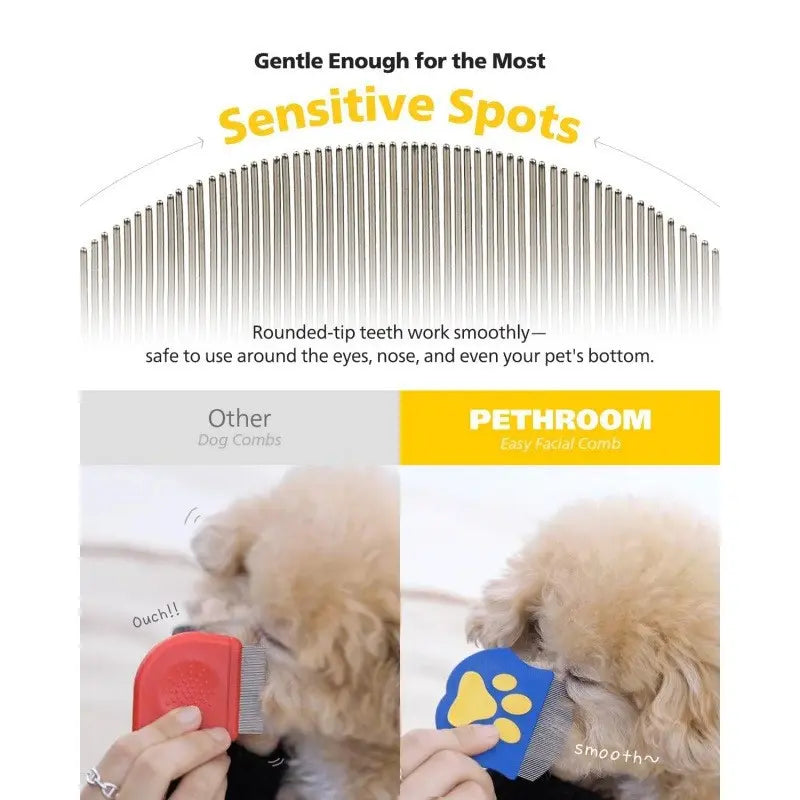 Professional Pet Grooming Comb for Dogs and Cats - Mini Face Brush for Shedding Control and Flea Removal, Essential Pet Care Tool