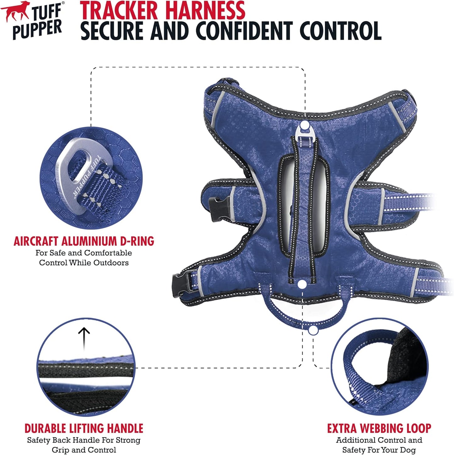 Escape-Resistant Adjustable Dog Harness | 5-Point Fit with Padded Design and Lift Handle