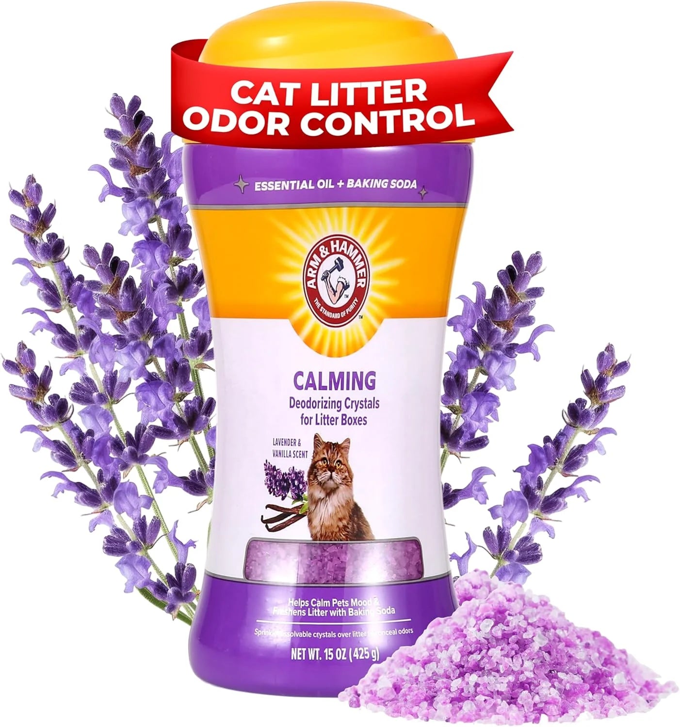 Cat Litter Deodorizing Crystals - Lavender & Vanilla Scent, 15 Oz (Set of 2)